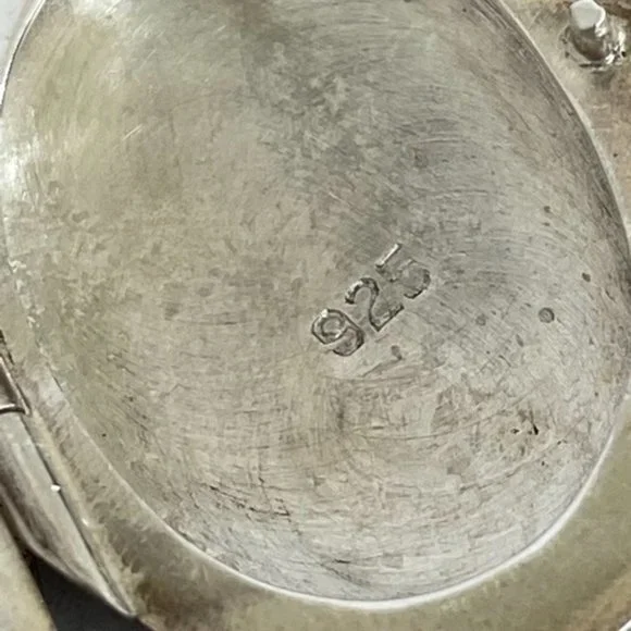 VTG Sterling Silver 925 Oval Etched Photo Locket Pendant Necklace 18" Box Chain - Picture 9 of 16